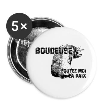 boudeuse foutez moi la paix - Lot de 5 petits badges (25 mm) - blanc - Devant