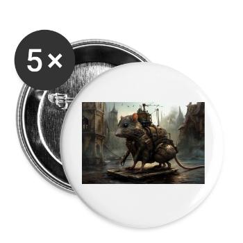 Ratte City 2 - Buttons klein 25 mm (5er Pack) - Weiß - Vorne