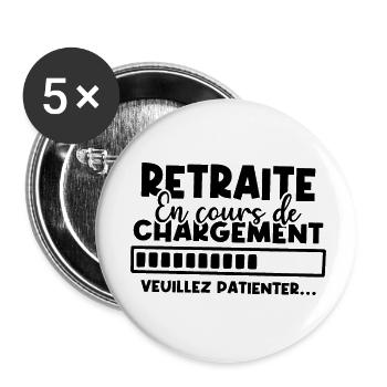 Retraite en cours de chargement - Lot de 5 petits badges (25 mm) - blanc - Devant