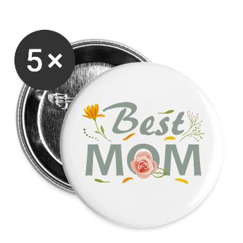 Beste Mutter - Buttons klein 25 mm (5er Pack) - Weiß - Vorne