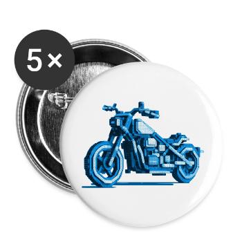 MotorcycleChopper in beautiful 8 bit pixel graphics - Buttons small 1''/25 mm (5-pack) - white - Front