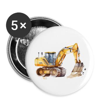 Bagger - Buttons klein 25 mm (5er Pack) - Weiß - Vorne