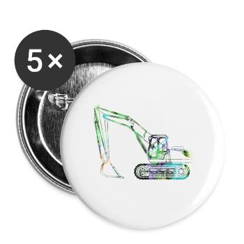 bagger,baufahrzeug,baggerfahren,graffiti,outline - Buttons klein 25 mm (5er Pack) - Weiß - Vorne