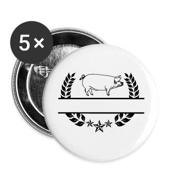 Transparent pig in laurel wreath. - Buttons small 1''/25 mm (5-pack) - white - Front