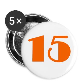 15 ANS. 15e ANNIVERSAIRE. ANNIVERSAIRE 15 ANS. 15 - Lot de 5 petits badges (25 mm) - blanc - Devant