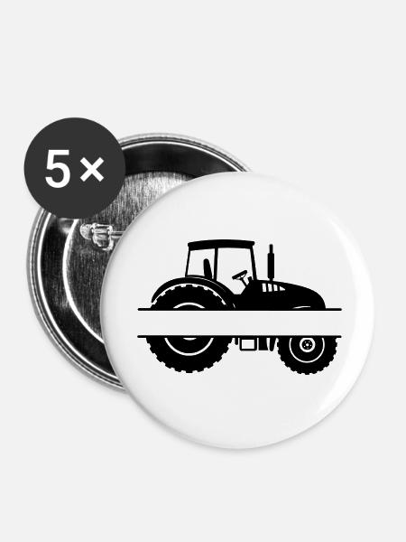 Ackerschlepper-Emblem - Buttons klein 25 mm (5er Pack) - Weiß