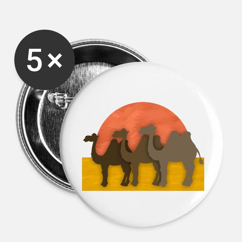 Chameaux - Lot de 5 petits badges (25 mm) - blanc