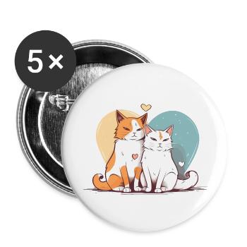 Cat love - Buttons small 1''/25 mm (5-pack) - white - Front