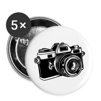 Photographe Photographie Caméra de photographie - Lot de 5 petits badges (25 mm) - blanc - Devant