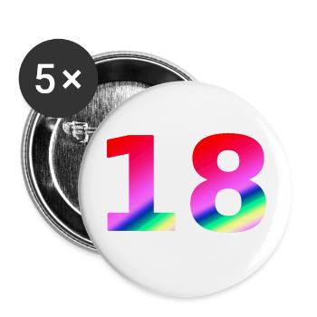 oberteile geburtstag, 18 rosatöne farbverlauf - Buttons klein 25 mm (5er Pack) - Weiß - Vorne