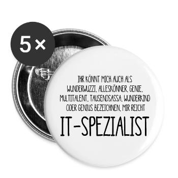 Spezialist IT – ein Alleskönner, Genie, Multitalen - Buttons klein 25 mm (5er Pack) - Weiß - Vorne