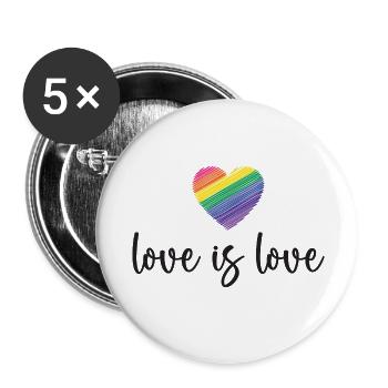 Pride Month - Love is Love - Buttons small 1''/25 mm (5-pack) - white - Front