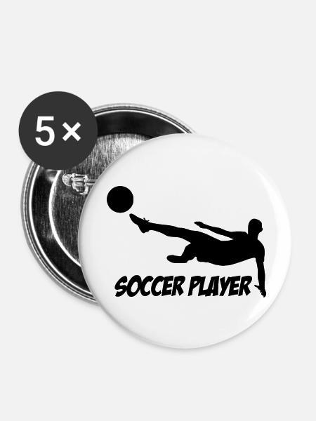 Soccer Player, - Buttons klein 25 mm (5er Pack) - Weiß