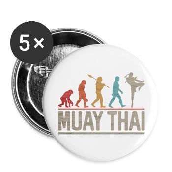 Muay Thai Evolution Kickboxen Kampfkünste - Buttons klein 25 mm (5er Pack) - Weiß - Vorne
