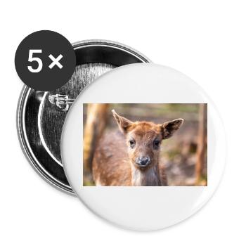 Fallow Deer (in german Damwild or Damhirsch) Dama - Buttons small 1''/25 mm (5-pack) - white - Front
