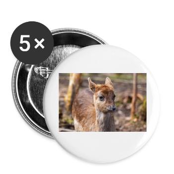 Fallow Deer (in german Damwild or Damhirsch) Dama - Buttons small 1''/25 mm (5-pack) - white - Front