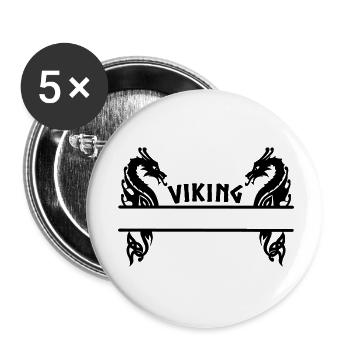 Bannière Viking à deux dragons - Lot de 5 petits badges (25 mm) - blanc - Devant