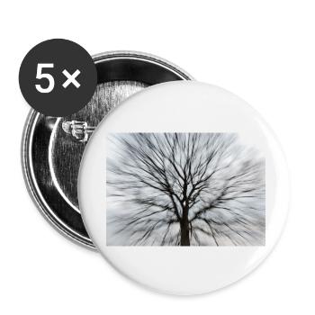 Silhouette of a bare tree with a round treetop - Buttons small 1''/25 mm (5-pack) - white - Front