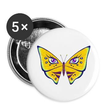 Miss Butterfly - Buttons small 1''/25 mm (5-pack) - white - Front
