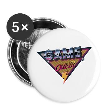 Game Over - Buttons klein 25 mm (5er Pack) - Weiß - Vorne