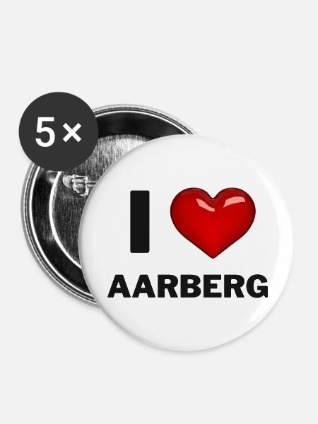 I Love Aarberg - Buttons klein 25 mm (5er Pack) - Weiß