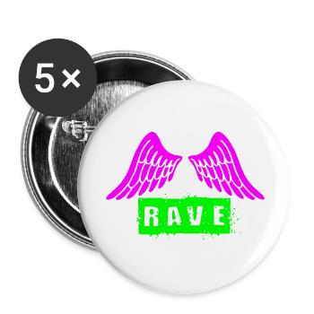 Rave - Buttons klein 25 mm (5er Pack) - Weiß - Vorne