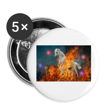 A burning horse. - Buttons small 1''/25 mm (5-pack) - white - Front