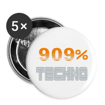909 Techno Letter - Buttons klein 25 mm (5er Pack) - Weiß - Vorne