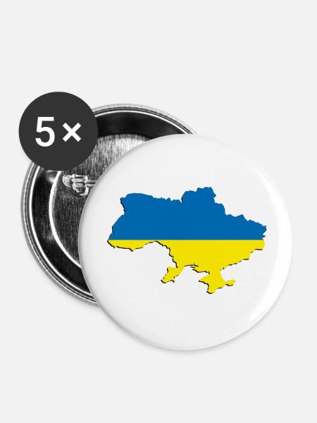 Ukraine - Buttons klein 25 mm (5er Pack) - Weiß