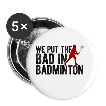Badminton - Buttons klein 25 mm (5er Pack) - Weiß - Vorne