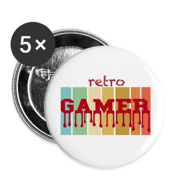 RETRO Gamer - Buttons klein 25 mm (5er Pack) - Weiß - Vorne