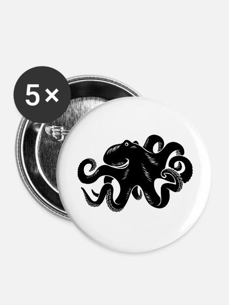 Meerestiere - Buttons klein 25 mm (5er Pack) - Weiß