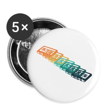 Vintage-Kassette - Buttons klein 25 mm (5er Pack) - Weiß - Vorne