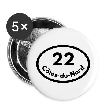 côtes du nord - Lot de 5 petits badges (25 mm) - blanc - Devant