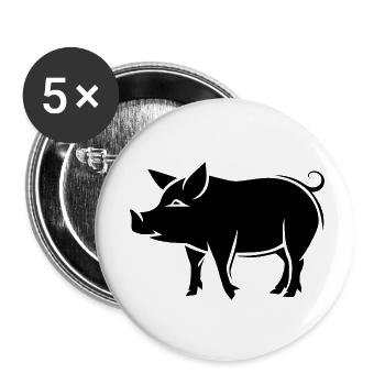 Pig Piggy Sow - Buttons small 1''/25 mm (5-pack) - white - Front