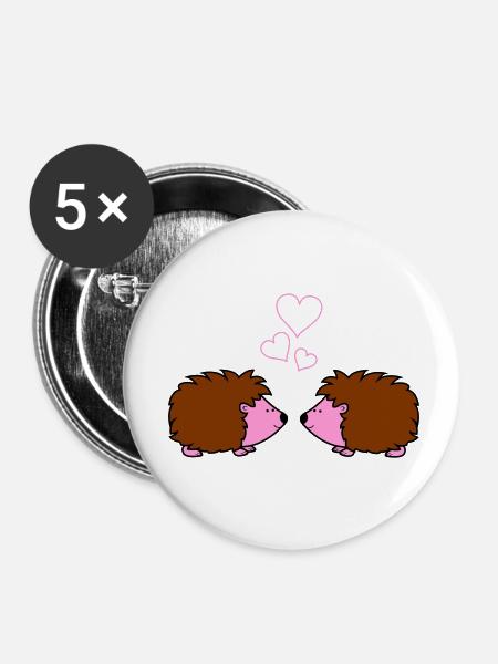 igel verliebt - Buttons klein 25 mm (5er Pack) - Weiß