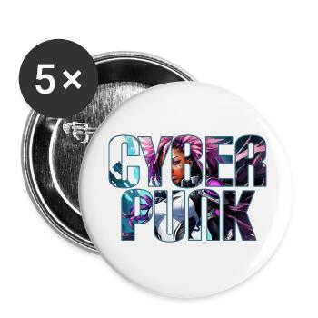 Cyber Punk - Black Girl Edition - Buttons small 1''/25 mm (5-pack) - white - Front
