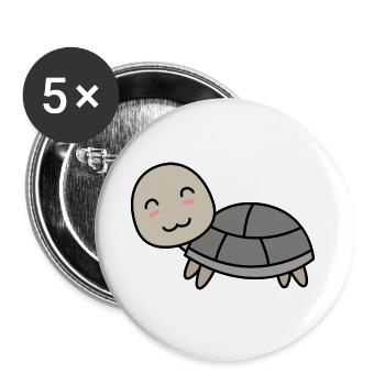Turtle Comic Animal - Buttons small 1''/25 mm (5-pack) - white - Front