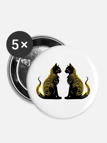 cats - Buttons klein 25 mm (5er Pack) - Weiß