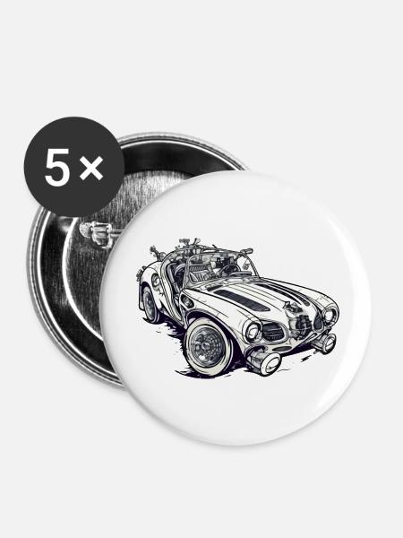 Zeitloses Auto - Buttons klein 25 mm (5er Pack) - Weiß