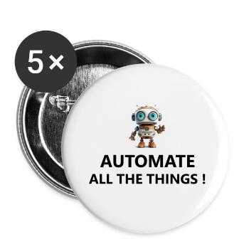 ROBOT - Automate all the things - Buttons klein 25 mm (5er Pack) - Weiß - Vorne
