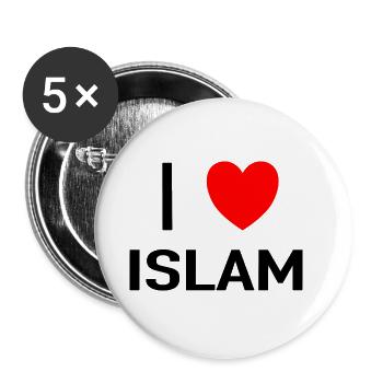 I love islam - Buttons klein 25 mm (5er Pack) - Weiß - Vorne