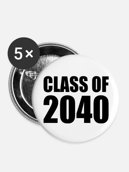Class of 2040 - Buttons klein 25 mm (5er Pack) - Weiß