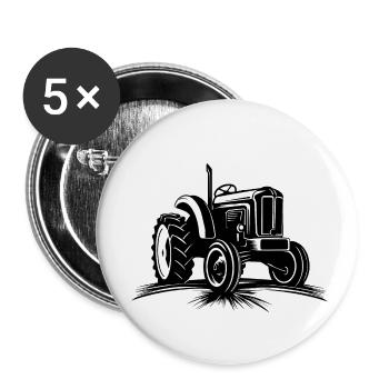 Tracteur - Lot de 5 petits badges (25 mm) - blanc - Devant
