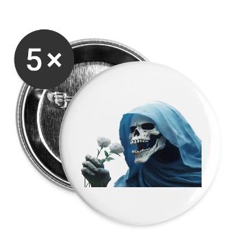 White Rose for the Reaper Skull Skull Cloak - Buttons small 1''/25 mm (5-pack) - white - Front