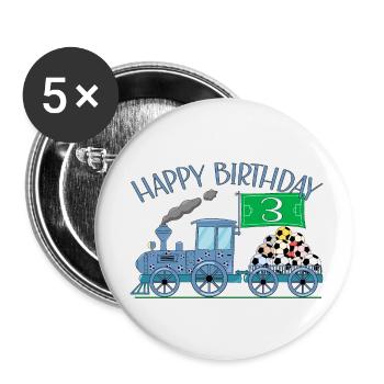 Train pour enfants Chemin de fer Joyeux anniversaire Football 3 - Lot de 5 petits badges (25 mm) - blanc - Devant