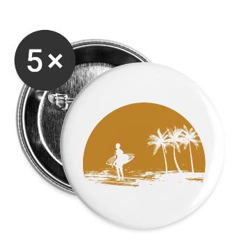Surfing Surfboard Surfer Wassersport - Buttons klein 25 mm (5er Pack) - Weiß - Vorne