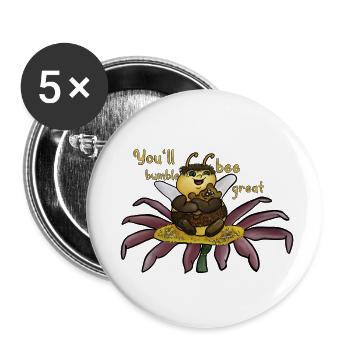 Grand bourdon - Lot de 5 petits badges (25 mm) - blanc - Devant