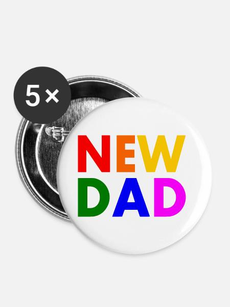 New dad - Buttons klein 25 mm (5er Pack) - Weiß