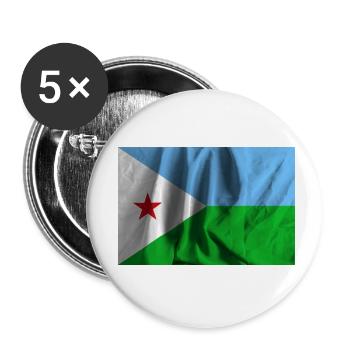 Drapeau de Djibouti - Lot de 5 petits badges (25 mm) - blanc - Devant